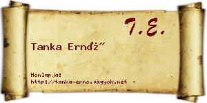 Tanka Ernő névjegykártya